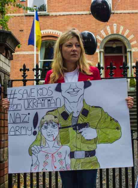 This was by far the best poster at today's demo, hand drawn by the lady in the photographs' young daughter.