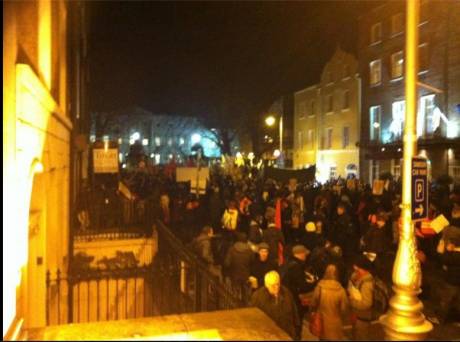 Protest outside the Dail on Budget 2012 night (Weds 5th Dec 2012)