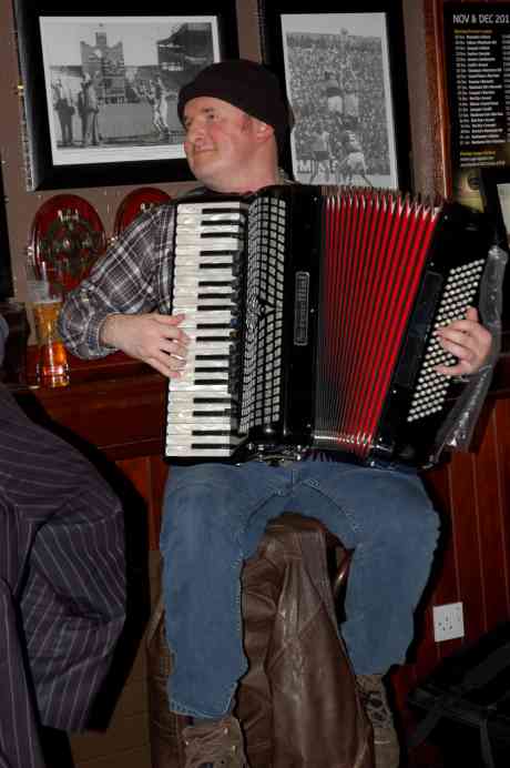 Robbie Sinnott on accordion at the Brian Boru