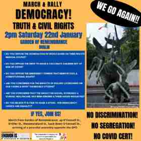 Democracy and Civil Rights - Sat 22nd Jan @ 2pm -Garden of Remembrance - Dublin