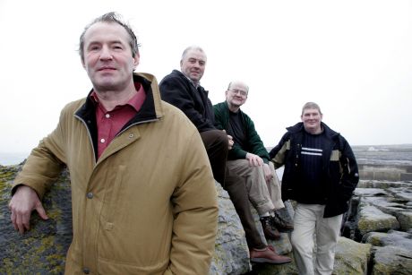 Some members of the Rossport Five in Doolin at the weekend. From left: Vincent McGrath, Willie Corduff, Michel  Seighin and Philip McGrath.