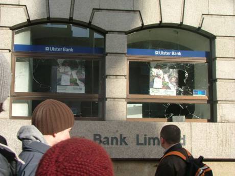 Ulster Bank Windows Smashed