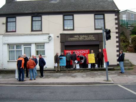 Cork City Council staff (left) also picketted the minister