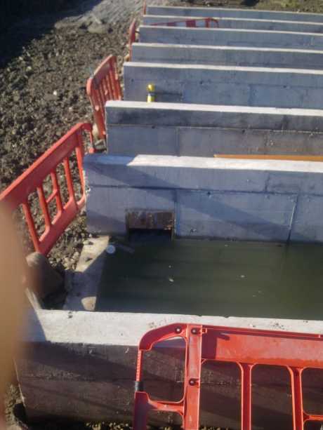 Concrete channels to receive cables onshore at Cuskinny