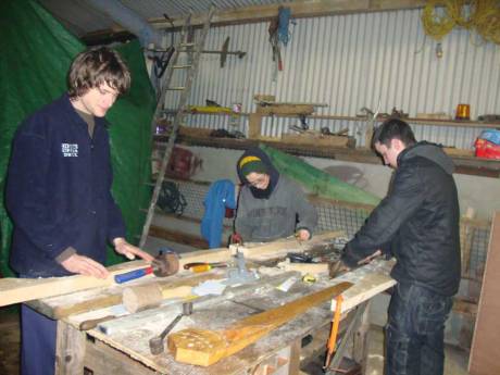 Carving the 3 wooden blades