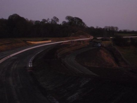 As night falls, view from Lismullin Bridge