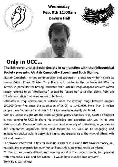 Unforunatly the info on this flyer was much better researched than Campbells dodgy dossiers
