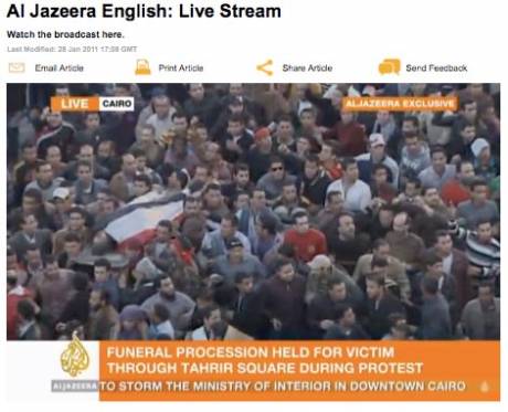 Al Jazeera and other media played a huge part (some of them were also also arrested and beaten)