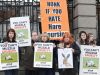Protest against hare coursing at Dail, with Clare Daly TD on far left