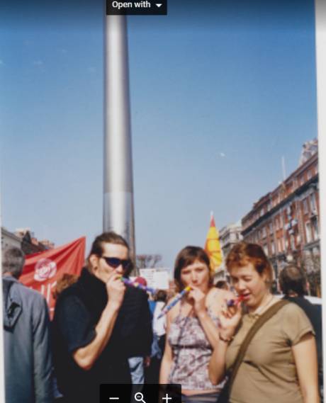 British spy Mark Kennedy at the spire on O Connell Street, Dublin with Kim Bryan and Sarah Hampton in 2005.