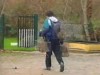 Trainer with several cages of live bait for blooding