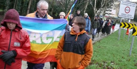 Our first sally to the Garda line of shame, who backs turned to the obscenity of CIA torture planes transiting through Shannon behind them, contained us. Us; "The enemy within," as Thatcher and, no doubt, Ahern, would put it.