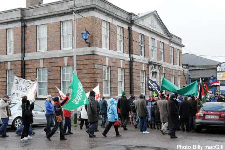 picket outside  piggy station (sorry joke)