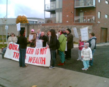 Local residents assemble for protest