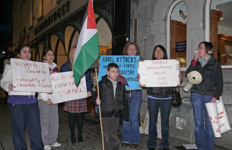 Global Women's Strike outside Lynch's Castle, Shop Street, Galway.