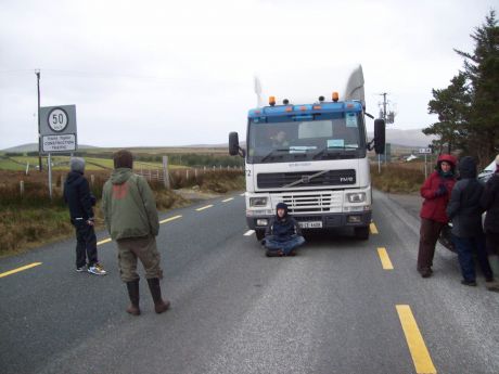 Blocking trucks on Saturday Morning