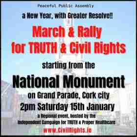 Cork - March and Rally -National Monument - Sat 15th Jan 2022  @ 2pm