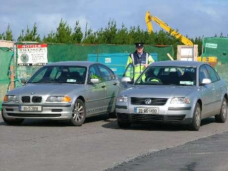 Garda at the entrance to the Ballinaboy Refinery construction site