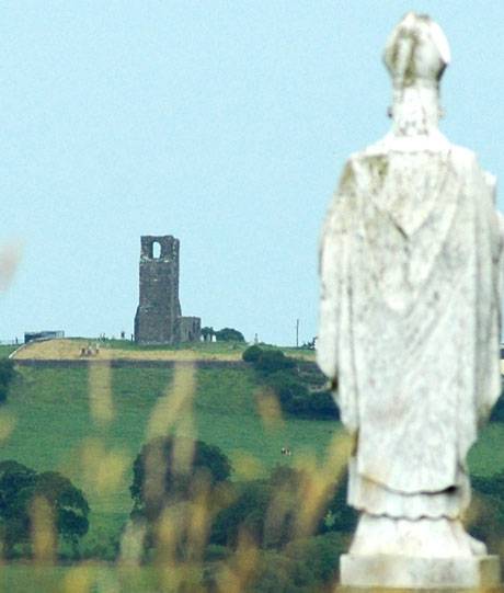 St Patrick on the Hill of Tara looks at the Church on the Hill of Skryne