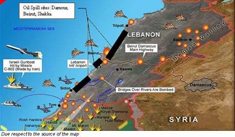 map of affected area provided by Beirut Indymedia this evening.
