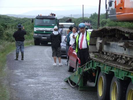 One of Murnanes trucks obstructed by the ESB road-block.