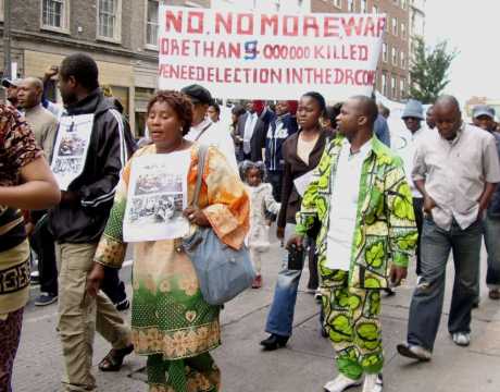 Click on image to see full-sized version Demonstrators call for an end to human rights abuses in DRC