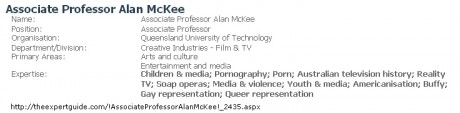 Prof Alan McKee: Expert pornography, porn, gay representation, queer representation