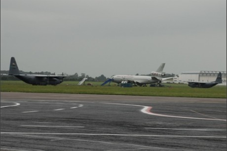 2 US Hercules C 130 and OMNI troop carrier at Shannon 11 July 07