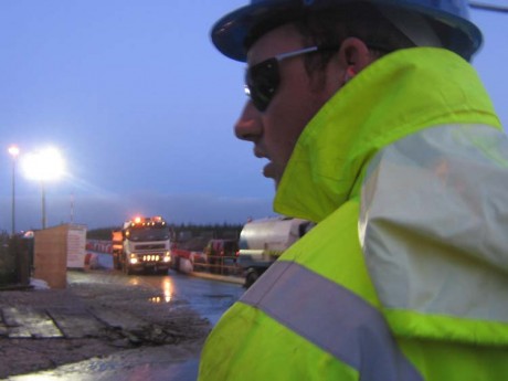 A Shell security guard at the Bellanaboy Site last January. 