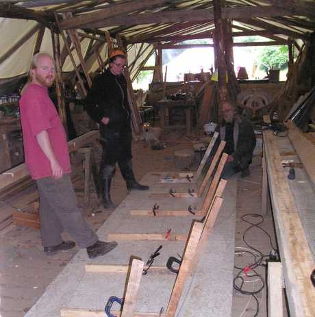 Click on image to see full-sized version Boat building with Del Harding (right)