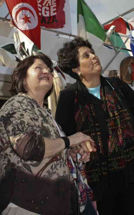 Nobel Laureate Mairead Corrigan Maguire and Dr. Mona El-Farra VP International Red Cresent (Red Cross) Gaza Nov 2008
