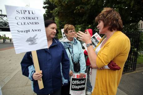Councillor Joan Collins at the picket line giving her support