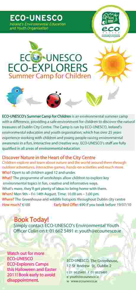ECO-Explorers Summer Camp (flyer back)