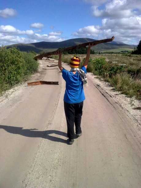 Putting blockades in the roads at Shramore