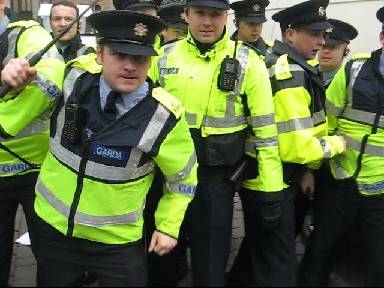 The Gardaí, shortly before they attacked the protesters
