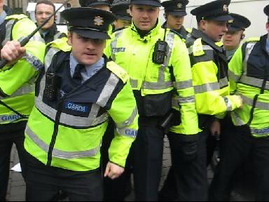 The Garda, shortly before they attacked the protesters