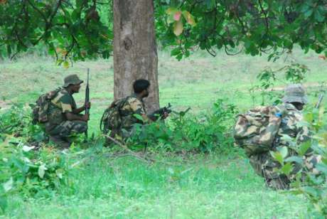 Heavily armed State paramilitary forces inside the bushe