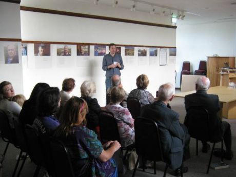 John O'Shea speaking that the exhibition launch