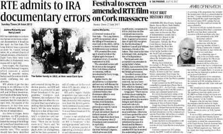 News coverage of flaws in An Tost Fada documentary and re-edit for West Cork History Festival - click for bigger image