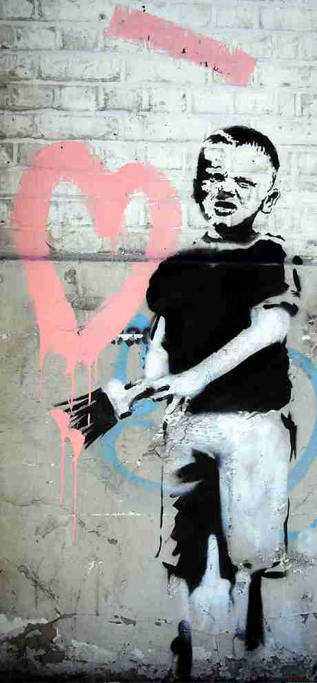 The Banksy Boy  Pink Love Heart
