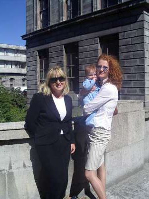 Noreen Ryan Orla Kaiser and child about to enter court