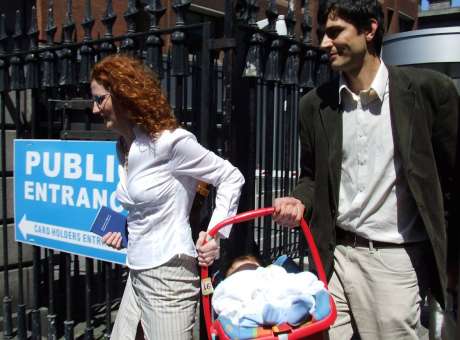 Orla Leaves With Copy Of The Constitution, Baby Son And Partner