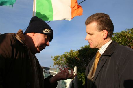 Trevor Sargent with fisherman Pat O'Donnell at Bellanaboy on October 24th, 2006