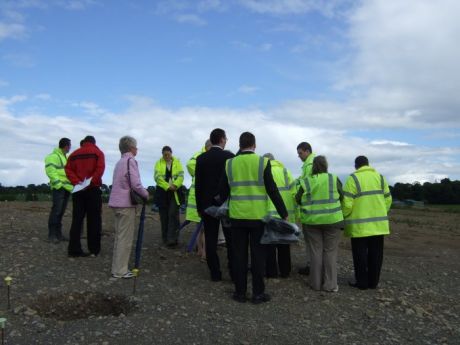 Archaeologists explaining the henge