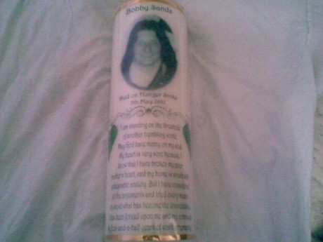 Bobby Sands memorial candle - for auction.