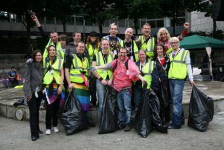 The Pride committee getting ready for the tidy up od DCC amphitheatre