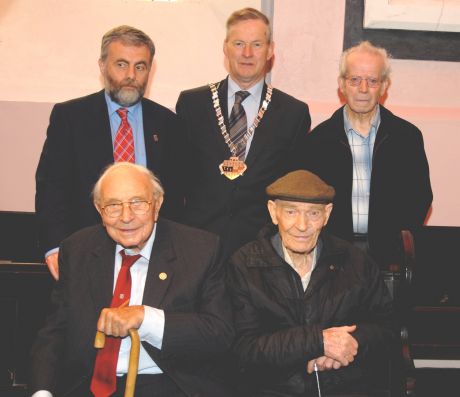 Click on image to see full-sized version Spanish Civil War Veterans Jack Jones (left) and Bob Doyle remember a comrade. Also in pic Jack O'Connor (SIPTU), Mayor of Co. Kilkenny and Paddy Murphy, Organising Cttee