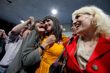 Rebecca Moynihan celebrating her easy victory as a Labour Councillor