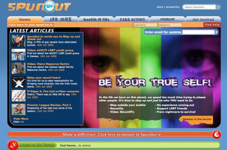 SpunoUt.ie lgbt homepage