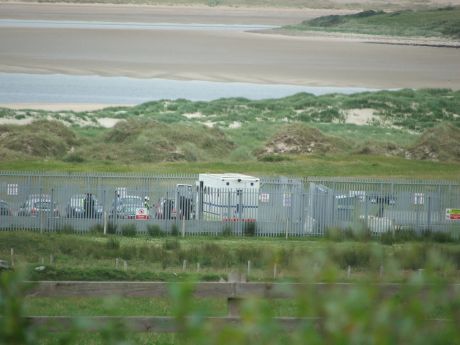 Prison van in Shell compound where arrestees were taken 